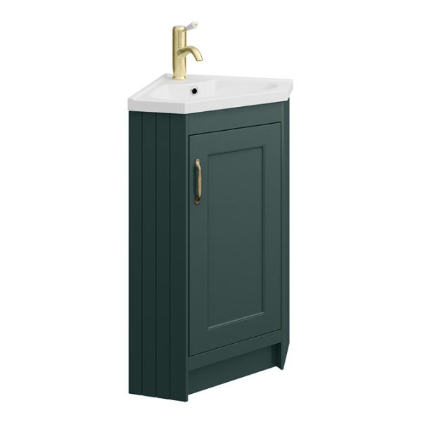 Chatsworth Traditional Green Corner Vanity Unit - Image 2