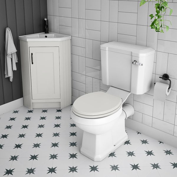 Chatsworth Traditional Grey Corner Vanity Unit with Matt Black Handle - Image 5