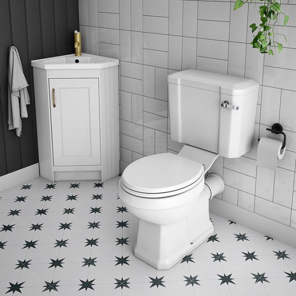 Chatsworth Traditional White Corner Vanity Unit - Image 4