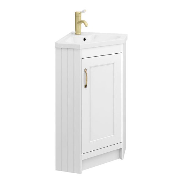 Chatsworth Traditional White Corner Vanity Unit - Image 2