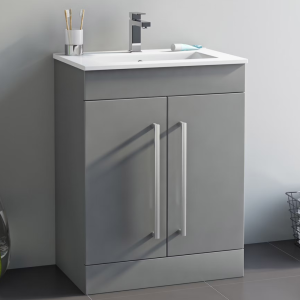 Orchard Derwent Stone Grey 600mm Floor Standing Vanity Unit with Ceramic Basin
