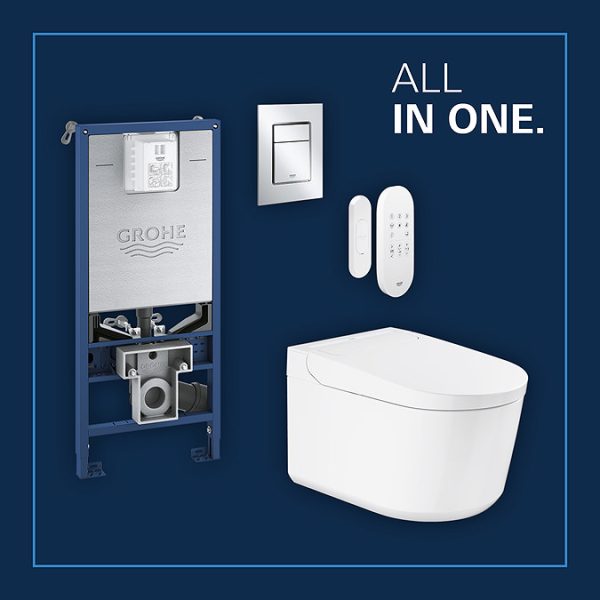 Grohe Rapid SLX 1.13m Frame & Sensia Wall Hung Shower Toilet - Image 4