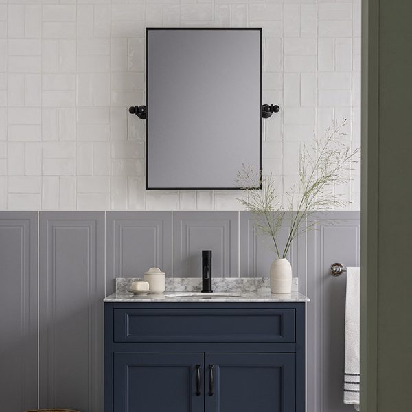Chatsworth 700 x 500 Rectangular Tiltable Mirror   Matt Black - Image 7