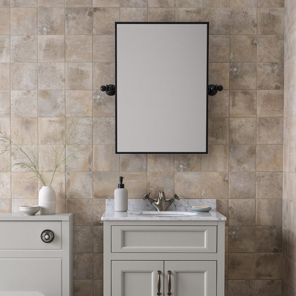 Chatsworth 700 x 500 Rectangular Tiltable Mirror   Matt Black - Image 2