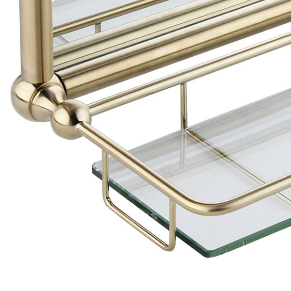 Chatsworth Traditional 700 x 490mm Arched Mirror with Glass Shelf   Brushed Brass - Image 3