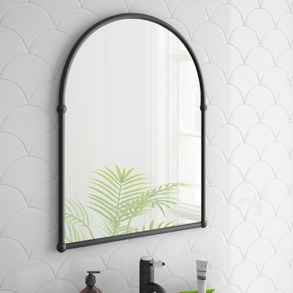 Chatsworth Traditional 673 x 490mm Arched Mirror   Matt Black - Image 3
