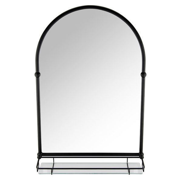 Chatsworth Traditional 700 x 490mm Arched Mirror with Glass Shelf   Matt Black - Image 8