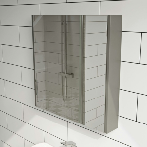 Clarity 600 x 600mm Satin Grey Mirror Cabinet
