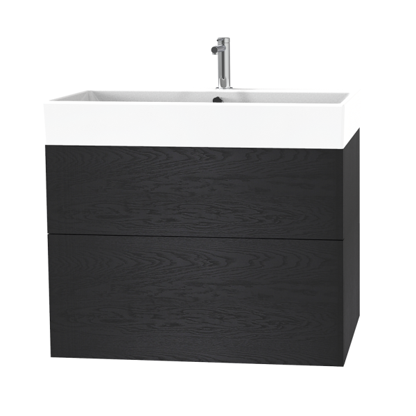 Miller New York 80 Wall Hung Two Drawer Vanity Unit   Black