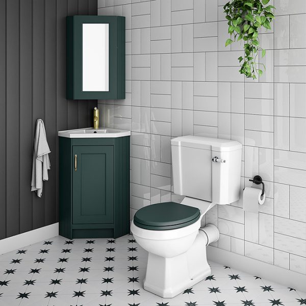 Chatsworth Corner Mirror Cabinet Green - Image 4