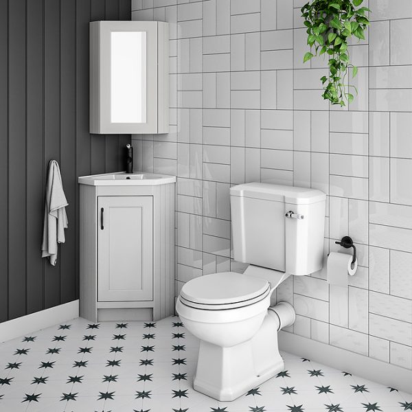 Chatsworth Corner Mirror Cabinet Grey - Image 4