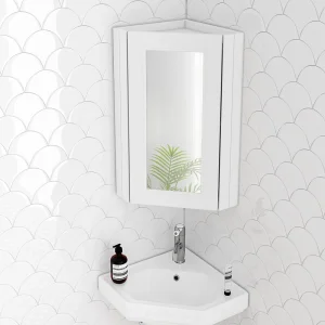 Chatsworth Corner Mirror Cabinet White