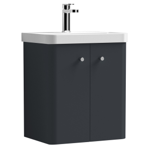 Cruze 500mm Curved Soft Black Wall Hung Vanity Unit