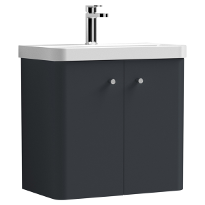 Cruze 600mm Curved Soft Black Wall Hung Vanity Unit