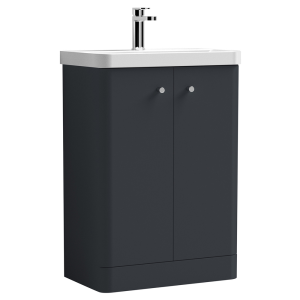Cruze 600mm Curved Soft Black Vanity Unit