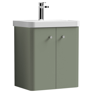 Cruze 500mm Curved Satin Green Wall Hung Vanity Unit