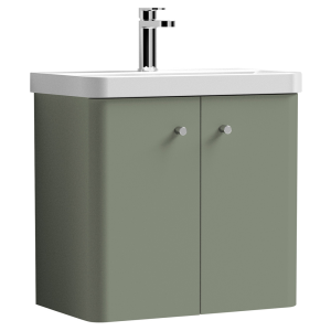 Cruze 600mm Curved Satin Green Wall Hung Vanity Unit