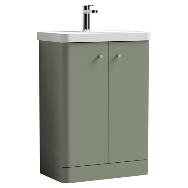 Cruze 600mm Curved Satin Green Vanity Unit