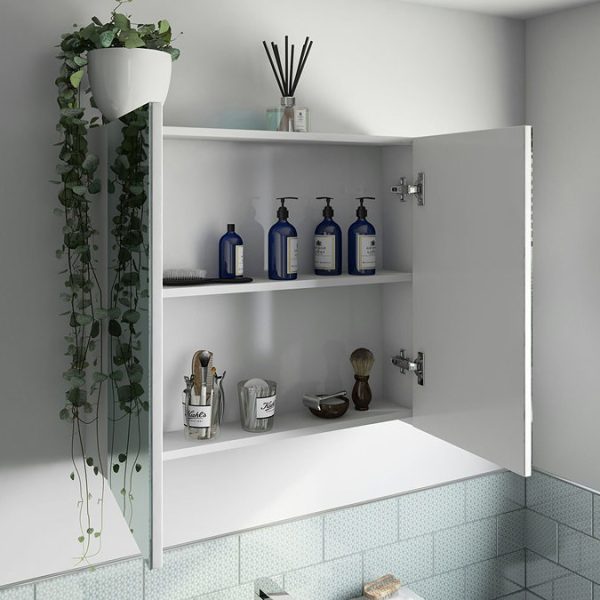 Mode Cortona 600 x 665mm White Mirror Cabinet - Image 4