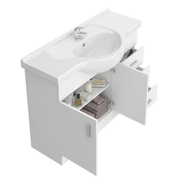 Cove White 1050mm Large Vanity Unit - Image 5