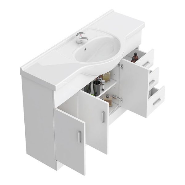 Cove White 1200mm Large Vanity Unit - Image 2