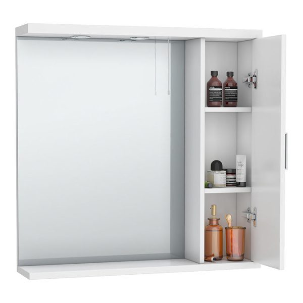 Cove White Illuminated Mirror Cabinet (750mm Wide) - Image 2