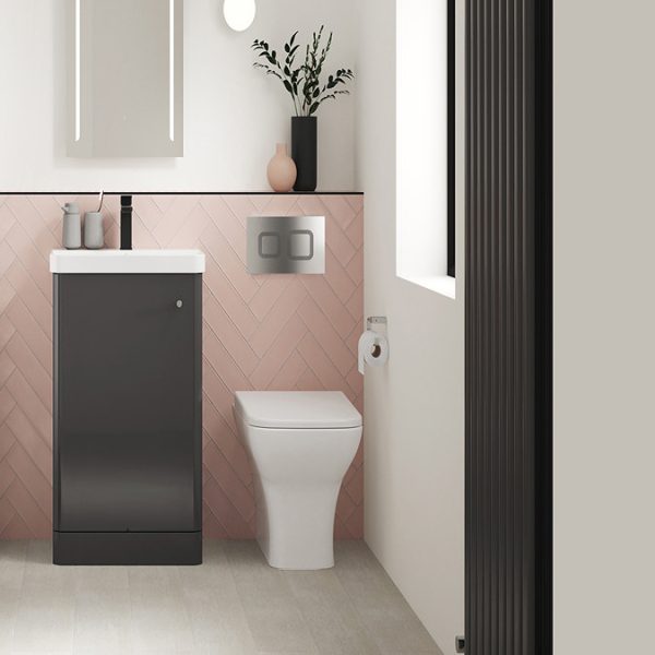 Cruze 400mm Curved Gloss Grey Vanity Unit - Image 2