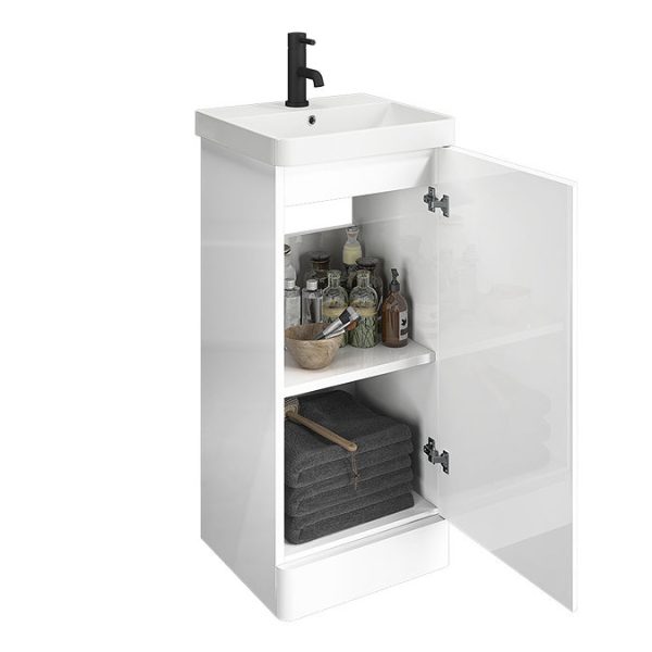 Cruze 400mm Curved Gloss White Vanity Unit - Image 3
