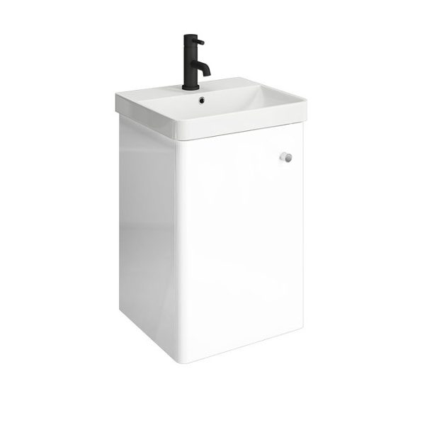 Cruze 400mm Curved Gloss White Wall Hung 1 Door Vanity Unit - Image 4
