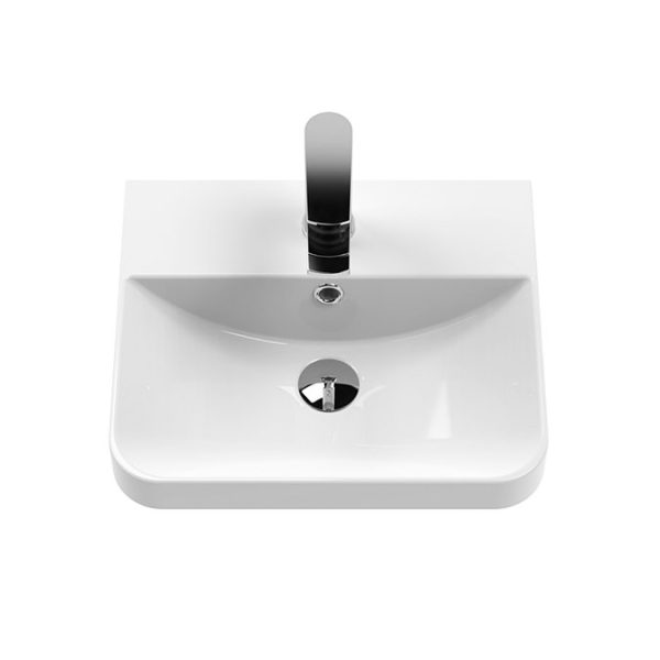 Cruze 400mm Curved Gloss White Wall Hung 1 Door Vanity Unit - Image 5