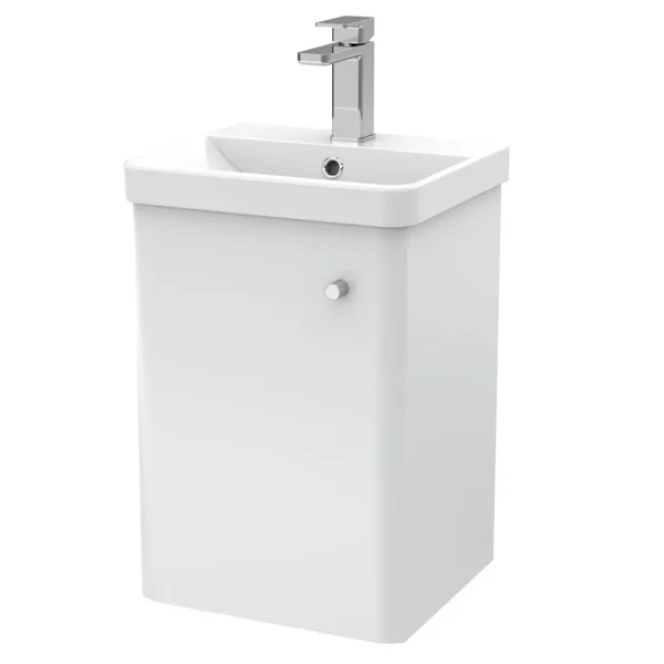 Cruze 400mm Curved Gloss White Wall Hung 1 Door Vanity Unit