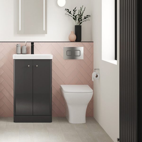 Cruze Curved Vanity Unit   500mm   Gloss Grey - Image 3