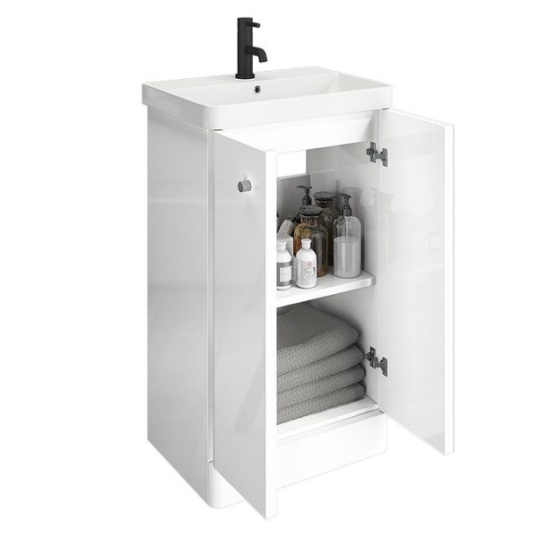 Cruze 500mm Curved Gloss White Vanity Unit - Image 3