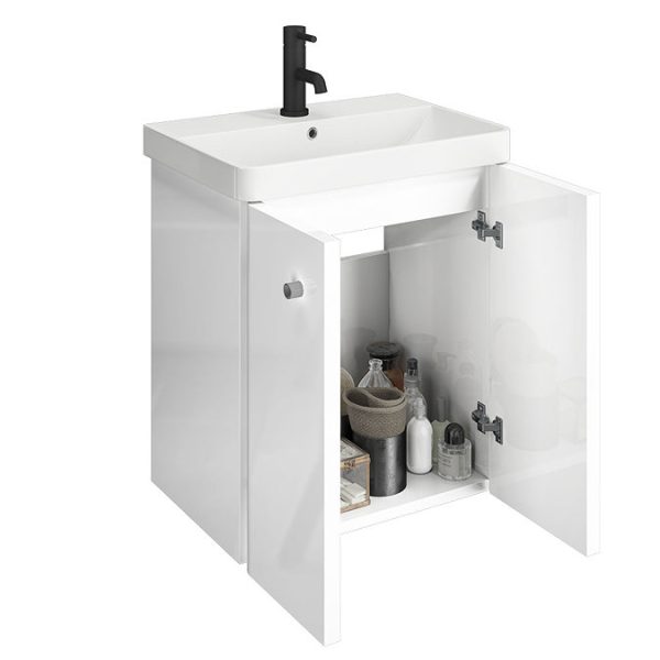 Cruze 500mm Curved Gloss White Wall Hung Vanity Unit - Image 3
