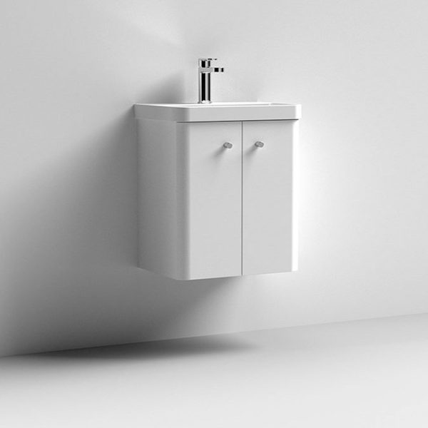 Cruze 500mm Curved Gloss White Wall Hung Vanity Unit - Image 2