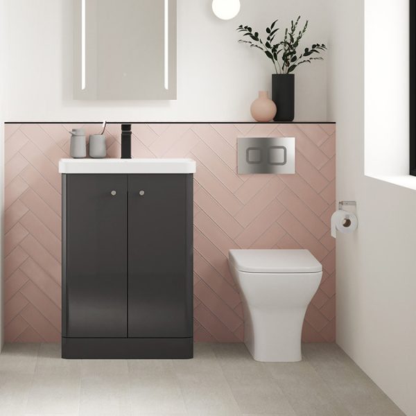 Cruze Curved Vanity Unit   600mm   Gloss Grey - Image 3