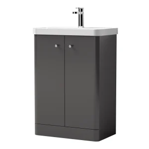 Cruze Curved Vanity Unit   600mm   Gloss Grey