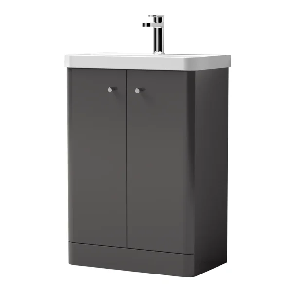 Cruze Curved Vanity Unit   600mm   Gloss Grey