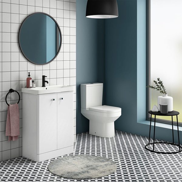 Cruze 600mm Curved Gloss White Vanity Unit - Image 5