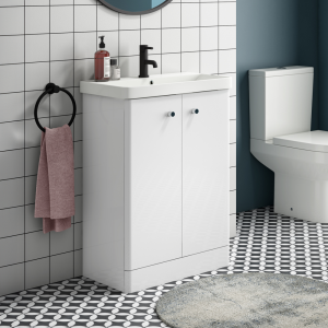 Cruze 600mm Curved Gloss White Vanity Unit