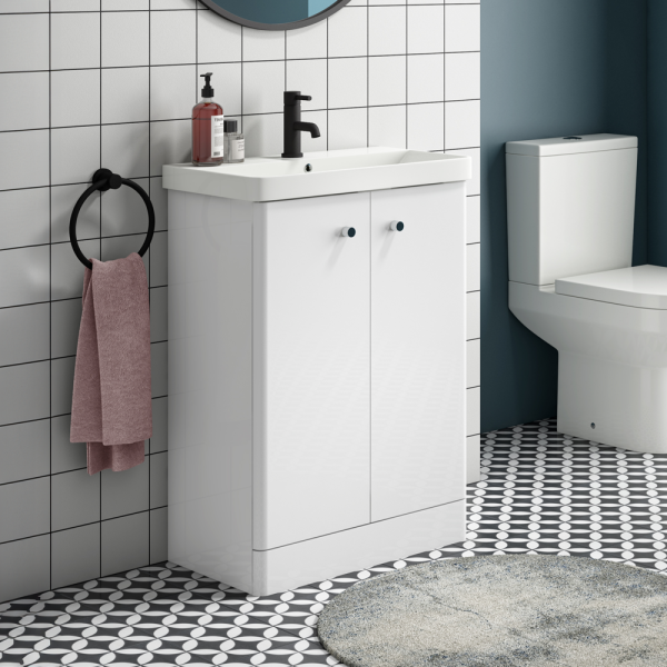 Cruze 600mm Curved Gloss White Vanity Unit