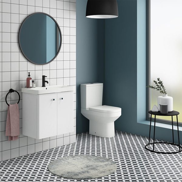 Cruze 600mm Curved Gloss White Wall Hung Vanity Unit - Image 5