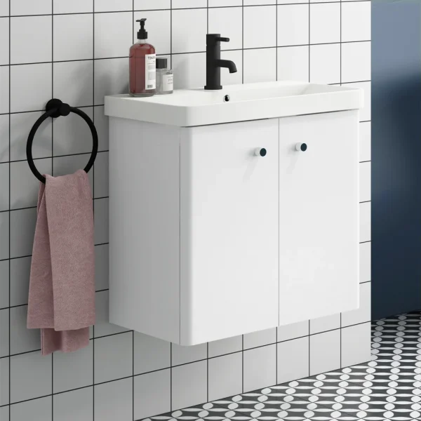 Cruze 600mm Curved Gloss White Wall Hung Vanity Unit