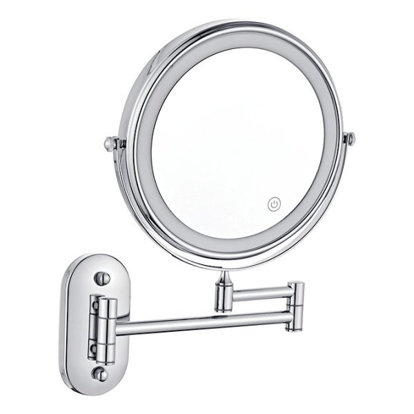 Cruze Round Illuminated Wall Mounted Cosmetic Mirror   Chrome - Image 2