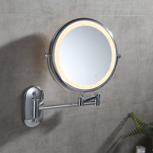 Cruze Round Illuminated Wall Mounted Cosmetic Mirror   Chrome