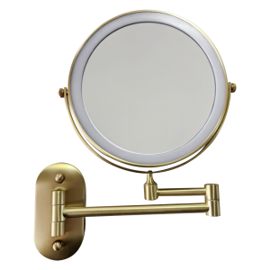 Cruze Round Illuminated Wall Mounted Cosmetics Mirror   Brushed Brass