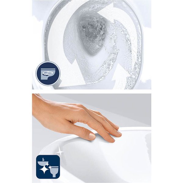 Grohe Cube Ceramic Rimless Wall Hung Toilet with Soft Close Seat - Image 3
