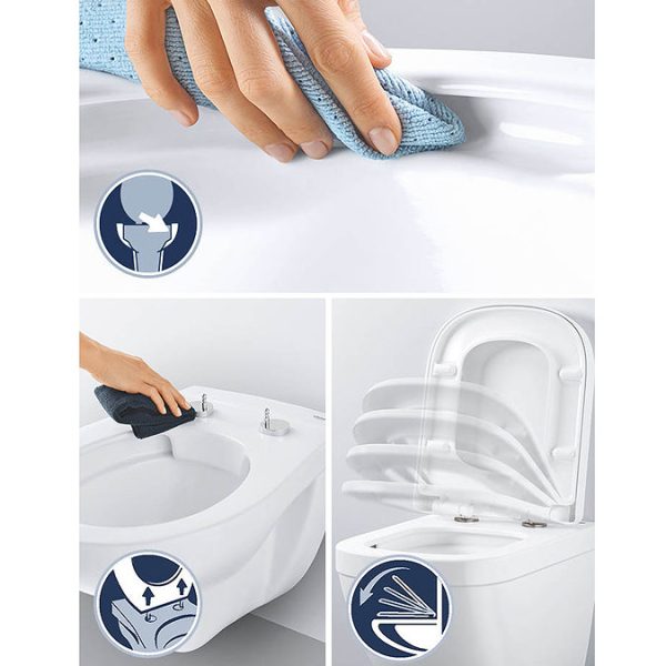 Grohe Cube Ceramic Rimless Wall Hung Toilet with Soft Close Seat - Image 4