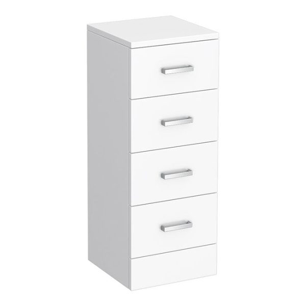 Cove White Gloss Double Basin Vanity + Drawer Combination Unit - Image 4
