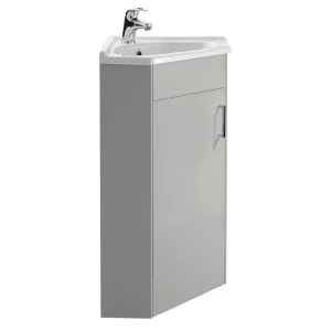 Cove Floor Mounted Corner Vanity Unit   Light Grey   555mm with Chrome Handle